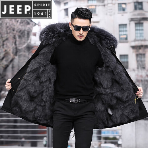 Jeep Spirit/Jeep [качество] Парке мужская норка Съемная внутренняя вкладка мех интегрированное покрытие средней длины большие светлые желтые по умолчанию 4