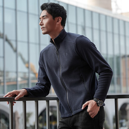 Longya Hidden Blazing Pine Polartec Light and Warm Breathable Fleece Jacket Winter Warm Commuting Stand Collar Business Abyss Blue M 175/96A