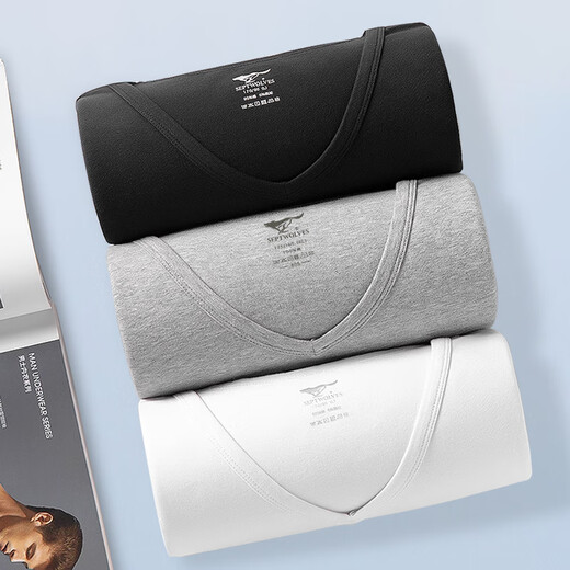 Septwolves classic v-neck short-sleeved men's pure cotton T-shirt men's running base sweat-absorbent and breathable cotton white t-shirt for home