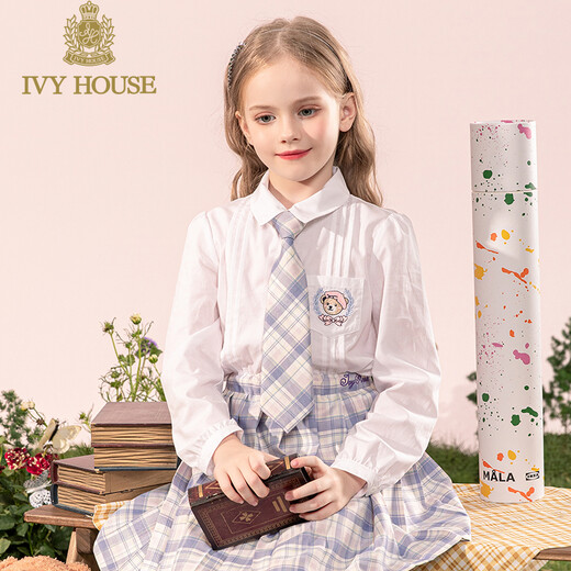 IVY HOUSE Ivy children's clothing girls spring new parent-child clothing JK long-sleeved shirt sweet, cute, comfortable and versatile college style white 120cm (120/56)