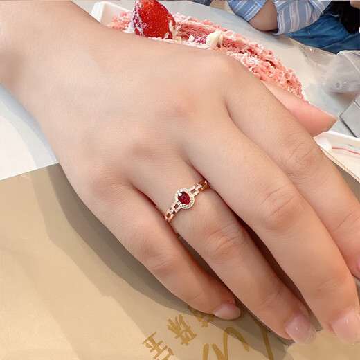 Eba Jewelry Pigeon Blood Red 0.5ct Ruby Ring 18K Gold Inlaid with Diamond Ring for Girlfriend’s Birthday Gift 0.5 Carat Size Message (Spot Size 9 to 20)