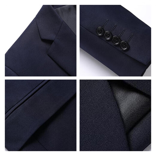 Woodpecker high-end men's suits for business professional formal suits and small suits for wedding grooms to work spring and autumn slim jackets for Navy (single tops) XL