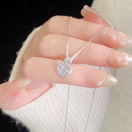 SAC light luxury Swarovski zirconium 925 sterling silver little swan eid necklace for women, odd student birthday gift for girlfriend, birthday gift rose gold necklace gift box