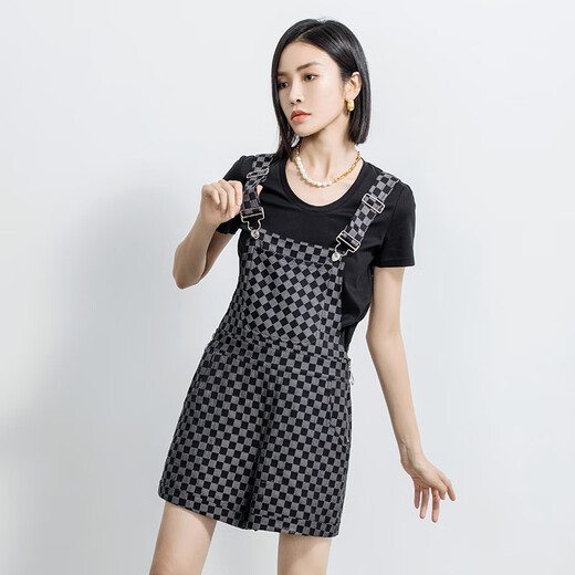 易菲（YIFINI）【凉感】含真丝U型领短款宽松T恤女夏季新款薄款2105Z983 杏咖色 0L