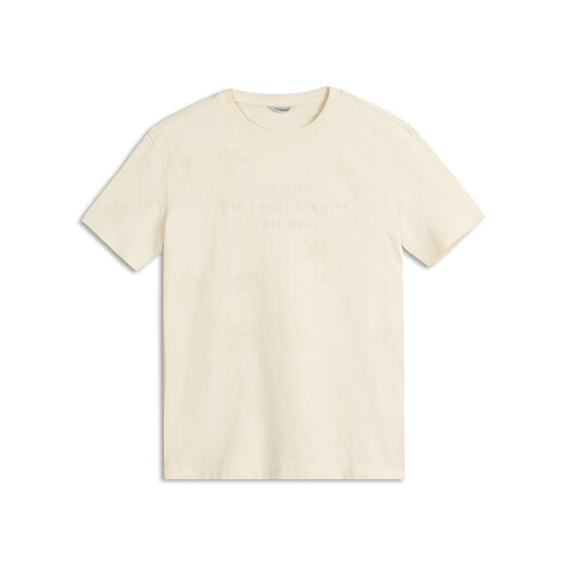 Jinba Herrenbekleidung [hohe Baumwolle] Jinba Herrenkleidung 2025 Frühling und Sommer Neues Herren runder Nacken T-Shirt Casual Kurzarm Ftce1343 Milchweiß M (170)