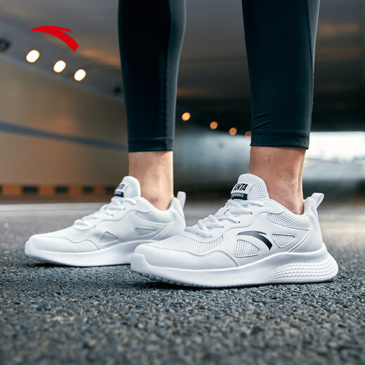 Anta sports shoes men's shoes for summer mesh breathable lightweight shock-absorbing and anti-slip soft sole running shoes casual travel shoes men [Leather net splicing - store manager recommendation] Anta white/black 43