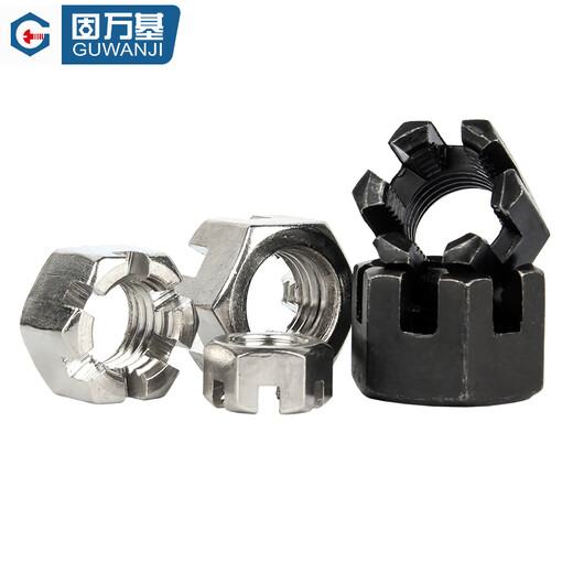 Guwanji GB58 coarse thread/fine thread hexagonal slotted nut carbon steel channel nut slotted screw cap national standard accessories coarse thread M8x1.25 (20 pieces) iron black