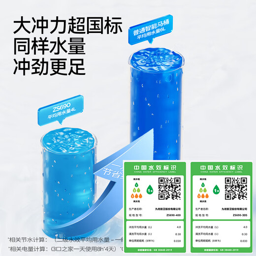九牧（JOMOO） 智能马桶一体机家用大冲力全自动智能坐便器即热多功能电动马桶 【高端款S690】无水压限制 305坑距【千城免费安装】