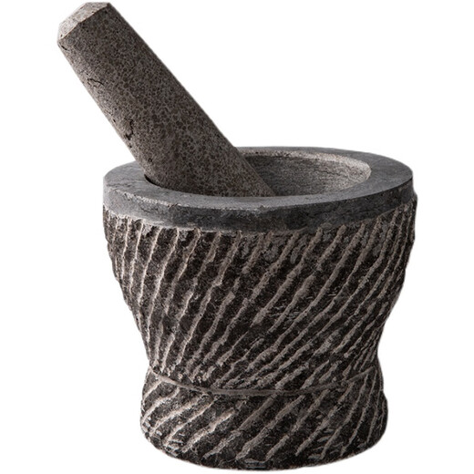 RSRDDY stone hand-carved bluestone stone mortar, garlic mortar, medicine jar, household garlic paste, grinding, peeling and pressing garlic, handmade bluestone special stone mortar with lid