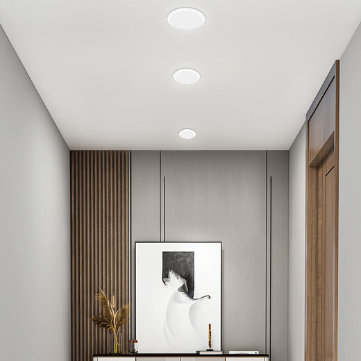 Bominshi LED ultra-thin adjustable hole downlight upgraded luminous super bright frameless free hole spotlight living room ceiling light round 36W white light hole 5-21CM