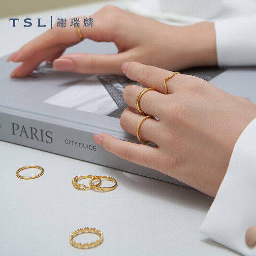 Xie Ruilin (TSL) gold ring 5G craft honeycomb ring ring YS507 15 rings (about 1.7g)