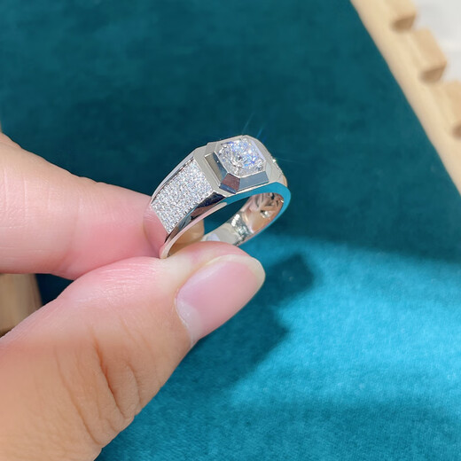 Jiajian Jewelry White 18K Gold Engagement Wedding Men's Diamond Ring GIA Loose Diamond Ring Customized Luxury Diamond Ring Men 18K Gold SI/DE GIA Diamond 50+30 Points