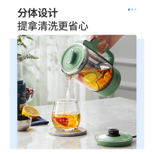 Morphyrichards mini health pot office teapot glass flower teapot health cup kettle bird's nest pot tea maker electric kettle 0.6L with glass stew pot MR6085 upgrade-split coconut milk white 0.6L