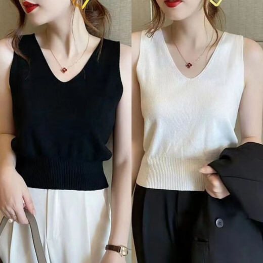 Yuyixiang V-Ausschnitt Ice Seidenschlinge Weste für Frauen 2025 Sommer im Freien schlank und vielseitig atmungsaktive Taille-Strick-Basishemd Khaki + Apricot L Empfohlen 116-130jin [Jin entspricht 0,5 kg]