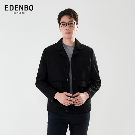 Attenborough shopping mall same style men's work jacket spring style suit collar casual plus fleece warm knitted jacket black L 170