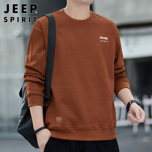 JEEP SPIRIT Jeep sweatshirt men's waffle autumn and winter long-sleeved T-shirt men's casual loose men's fashion brand top clothes