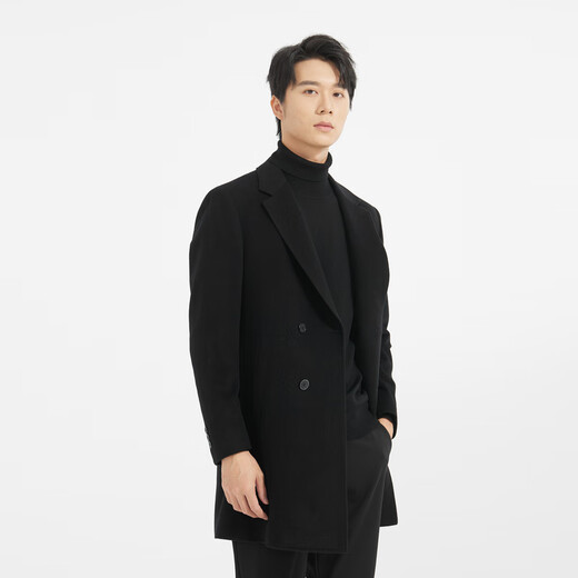 Vêtements pour hommes Lilang Light Fashion [Même modèle dans le centre commercial] Mabinement en laine pour hommes longs en laine mélangée en cachemire Q4DYR504 Black XL (175)