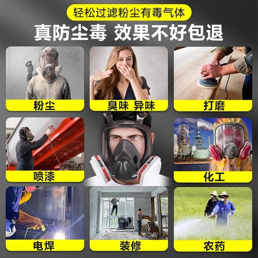 Gas mask, full face mask, toxic gas protection, carbon dioxide polishing, carbon monoxide chemical gas dust protection, industrial dust spray paint special poisoning, fire escape, household dust gas mask mask set + 20 pieces of filter cotton set