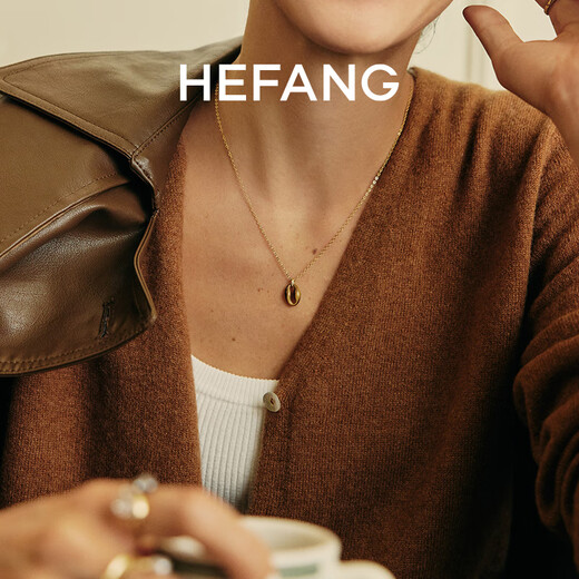 HEFANG He Fang Jewelry Coffee Bean Necklace Elegant Sweater Chain Light Luxury High-end Birthday Gift for Girlfriend Necklace