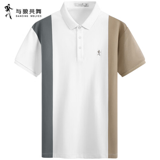 Danser avec des loups [Tiansi] T-shirt à manches courtes à manches courtes à rayures Men 2025 NOUVELLE BUSINESS PORMORT BESTRAPHAPE 6190 WHITE 803 XL (180)