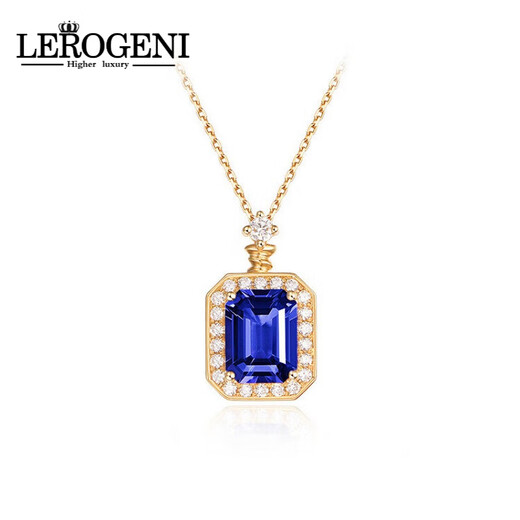 LEROGENI necklace Women's Tanzania Blue Gem Pendant High-end Jewelry Valentine's Day Birthday Memorial Gift 2.88ct Tanzania Kilimanjaro Blue
