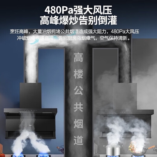 海尔（Haier）EC719UD家用抽油烟机25立方大吸力不沾油 高频自清洁 挥手智控 手机智控一级能效 厨房烟灶套装 【单烟机国补】25立方一级能效大吸力EC719UD