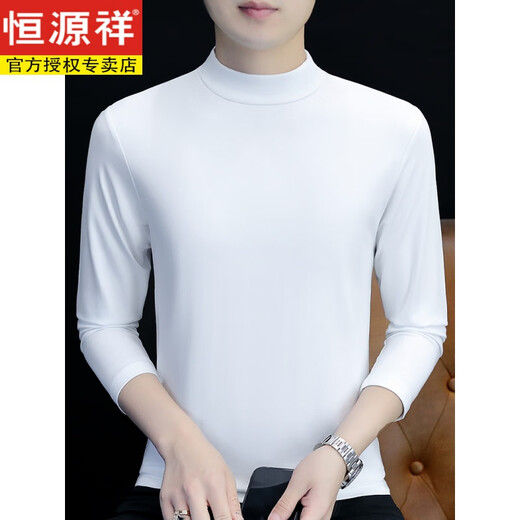 Hengyuanxiang pure cotton spring and autumn half-high collar bottoming shirt men's slim fit inner long-sleeved T-shirt mid-collar men's autumn coat outer wear YPT192 black half-high XL recommended 130-145Jin Jin equals 0.5 kg