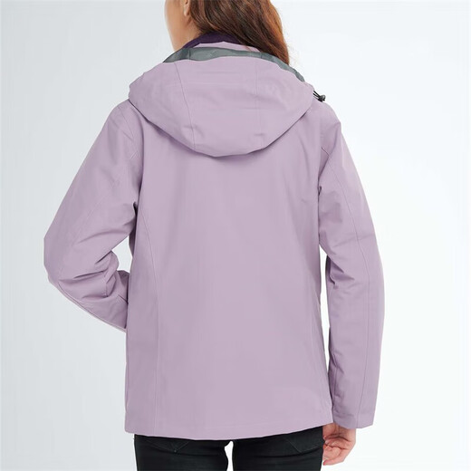 BRELRMON韩版冲锋衣女男防风户外防寒三合一保暖可拆卸滑雪登山服夹克外套 HS12805浅紫-女 2XL