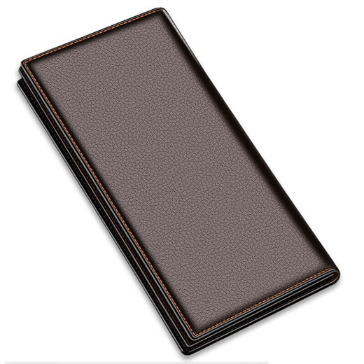 Septwolves New Year's gift for men, wallet, card holder, genuine leather long wallet, large capacity, first layer cowhide for dad, for husband, brown long metal wolf logo