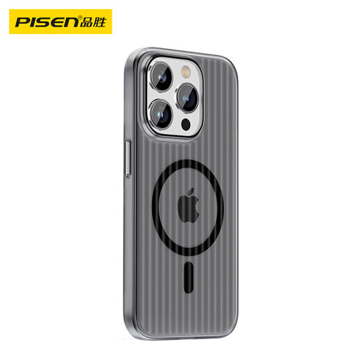 品胜 适用苹果15ProMax手机壳iPhone15ProMax磁吸壳MagSafe无线充电防摔冰川纹理亲肤保护套 磨砂黑
