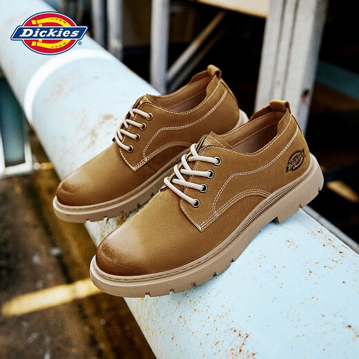 Dickies work shoes men's shoes casual leather shoes trendy low top British style big-head leather shoes versatile casual shoes brown 43