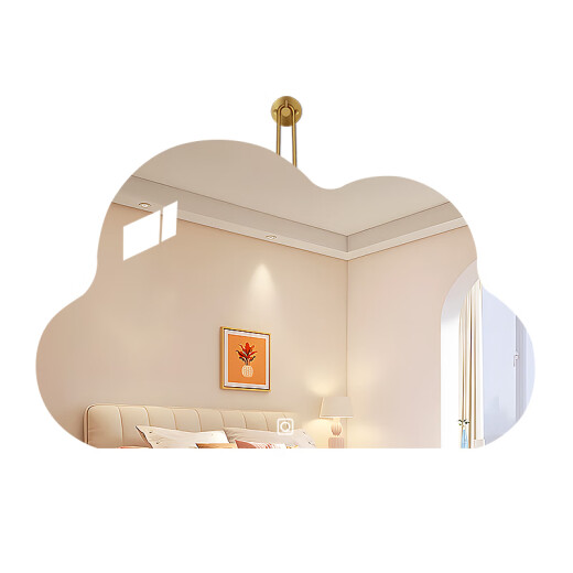 Espejo de maquillaje de babuqi yunduo de forma especial tocador de dormitorio de dormitorio especial espejo espejo de la pared montado en la pared espejo decorativo de la pared del borde del borde translúcido de la pared del modelo de tres colores 655 mm*402 mm