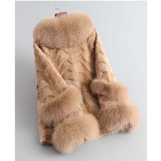 Yongli Hong Mink Coat Women's Mink Fur Coat Korean Style Fashionable Light Luxury Versatile Fox Fur Collar Mink Coat Black 2XL Yongli Hong Mink Coat Women's Mink Fur Coat Korean Style Fashionable Light Luxury Versatile Fox Fur Collar Mink Coat Black 2XL