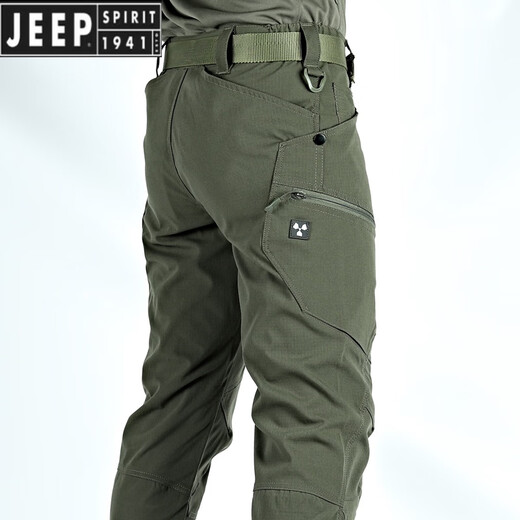 JEEP SPIRIT Jeep tactical trousers men's spring and autumn new loose training multi-pocket straight pants stretch casual outdoor overalls Khaki XL