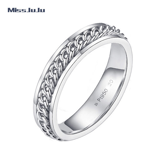 Miss JuJu pt950 platinum twist ring for men, domineering and fashionable platinum ring, thick style, rotatable, customizable, size 16, about 18g, more refunds according to actual hair.