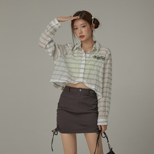 CHUU Letter Embroidered Shirt for Women 2025 Summer New Products Light Stripe Irregular Loose Air Conditioning Shirt Top White All Size