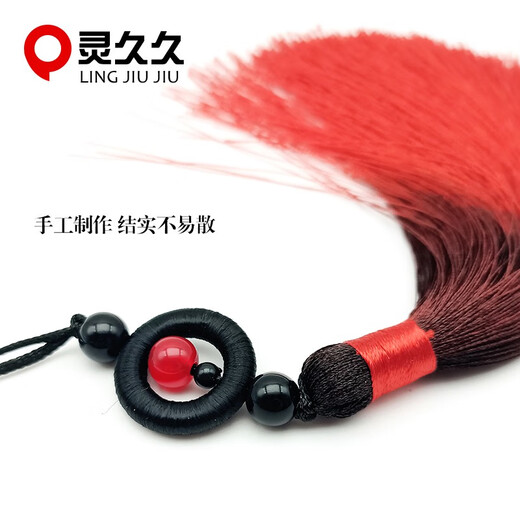 Lingjiujiu 13CM Chinese knot tassel tassel gradient ancient style flute pendant pendant fan Hanfu press lapel bookmark pendant dark green one