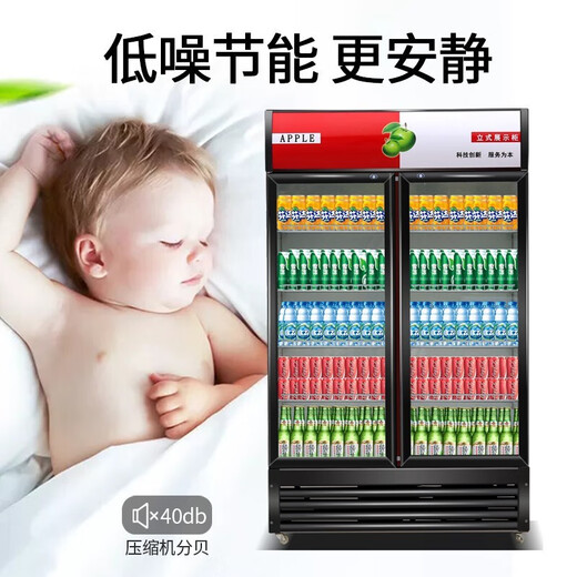 炽富【现货送货入户】超市饭店便利店饮料柜冷藏展示柜立式商用冰箱保鲜柜冷柜啤酒柜超市饭店便利店 688L 双门风冷（蓝白）