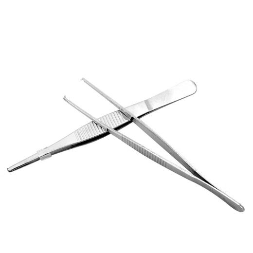 Bingyu BY-2367 stainless steel tweezers round head toothed dressing tweezers thickened and hardened round head tweezers tissue tweezers 12.5cm dressing tweezers