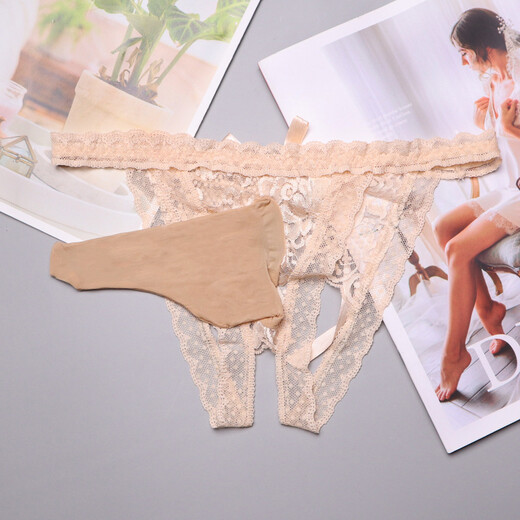 Apertura pervertida de ropa interior masculina con j-set tanga de encaje para hombres malla transparente de la cintura baja de la cintura para hombres marido hueco expuesto a la cadera blanca (boca cerrada) de un solo tamaño (1 pie 8-2 pies 8 cintura)