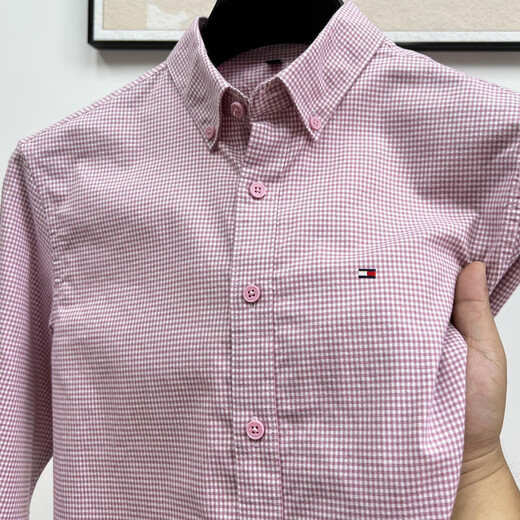 TOME BORNEK American Tome Tommy long-sleeved shirt men's new business casual pure cotton plaid non-iron shirt trendy long-sleeved blue plaid pure cotton L suitable for 125-140Jin Jin equals 0.5 kg to wear