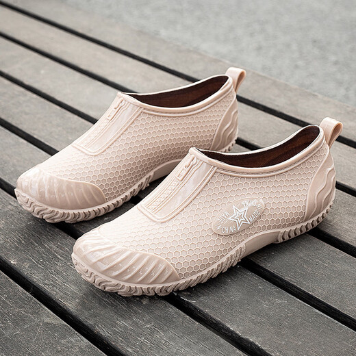 Fashionable Japanese rain boots for women wearing short tube rain boots for outdoor work waterproof and non-slip shoes rubber shoes flat sole pullover shoes purple 37
