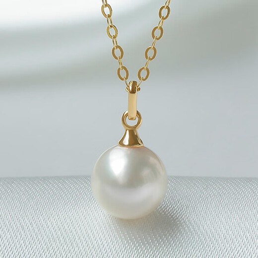 Queen of Pearls 18K gold inlaid pearl pendant perfect round Japanese Akoya seawater pearl necklace birthday gift for women