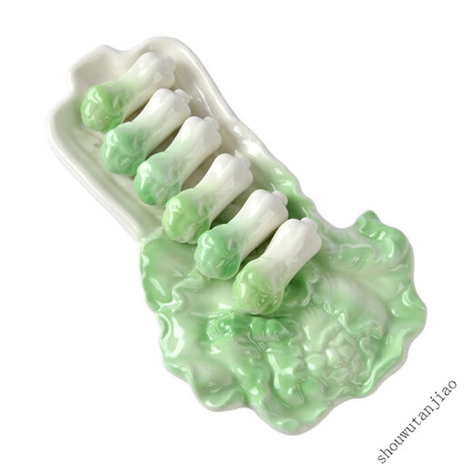 Fantasy chopstick holder chopstick holder Japanese-style ceramic chopstick holder chopstick holder creative home hotel restaurant daily chopstick holder chopstick holder cabbage hundred wealth chopstick holder - one large and six small