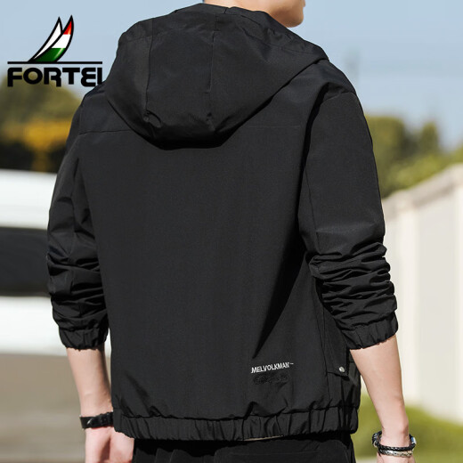 FORTEI jacket men's fashion trend top casual versatile jacket men DZLJK802 black XL
