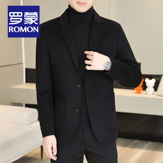 ROMON high-end winter woolen coat men's short double-sided woolen coat down liner detachable suit top Khaki (70% wool + free brooch) XL /180 (140-155Jin Jin equals 0.5kg)