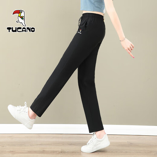 Pic de bois (Tucano) 2024 Pantalon de soie de glace d'été ultra-mince pour femmes Sports Pantalon droit à séchage rapide pour les femmes Summer Breathable FZ761 Black 2xl Poids recommandé autour de 125-140