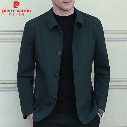 Pierre Cardin New Spring and Autumn Men's Jackets Men's Jackets Middle-aged Business Lapel Jackets Casual Jackets Executive Wear Tops Men Dark Blue L/175