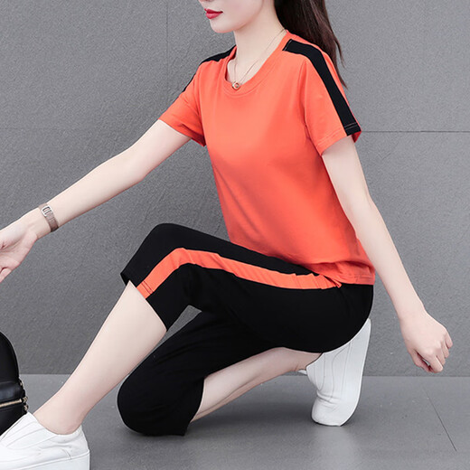 NY-EMMA-Sportanzug für Kurzärärmel-Sommer-Dünn-High-End-Stylish Small Casual und Mode Running Suit zweiteiler Set 683 Gray (Crophose Set) 2XL (Empfohlen 125-140jin [Jin entspricht 0,5 kg]))