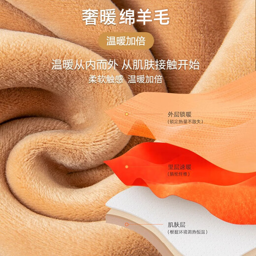 Xue Qianman wool warm pants men's slim stretch plus fleece wool knee pants inner threading pants spring and autumn bottoming warm pants